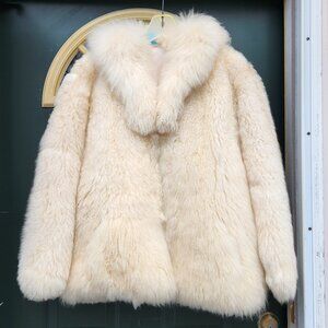 White Alpaca Fur Jacket Vintage Coat